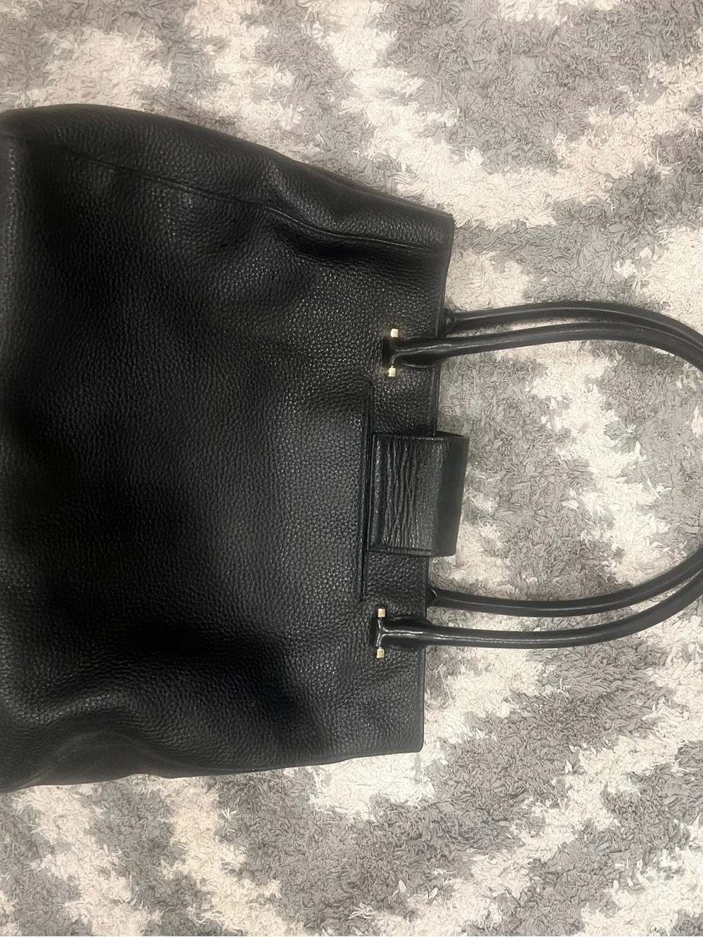 Michael Kors Black Leather Shoulder Tote with Gold Hardware